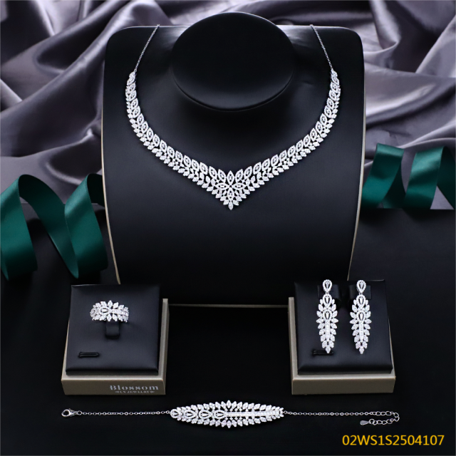 Modern 925 silver wedding jewelry set