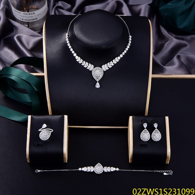 Modern 925 silver wedding jewelry set