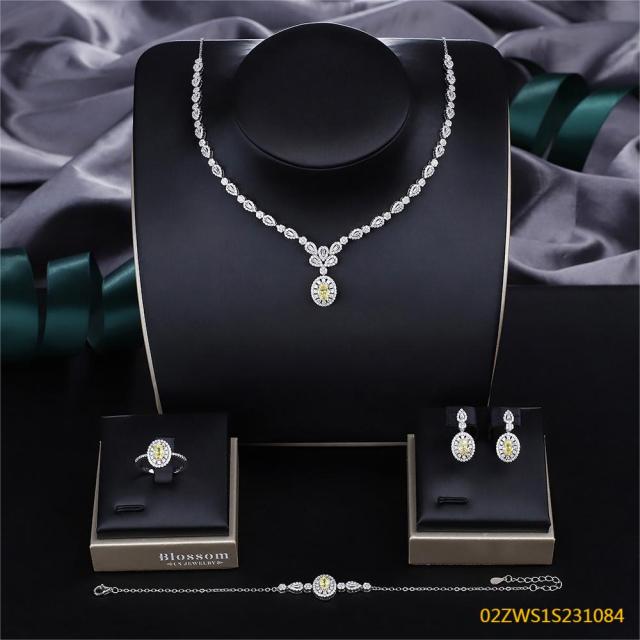 Modern 925 silver wedding jewelry set
