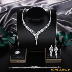 طقم مجوهرات زفاف عصري من الزركون