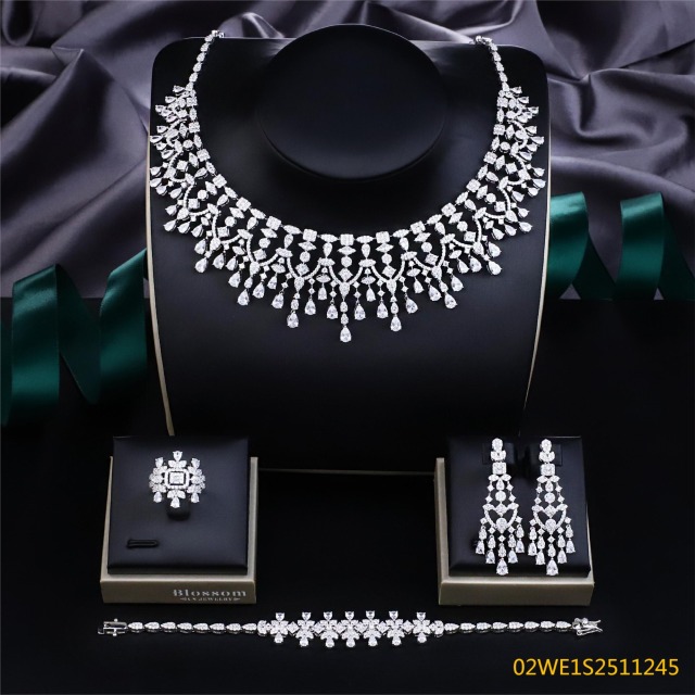 Modern 925 silver wedding jewelry set