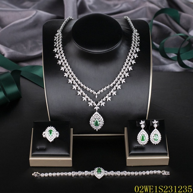 Modern 925 silver wedding jewelry set