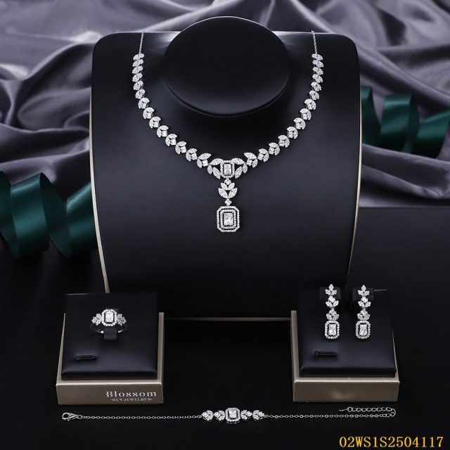 Modern 925 silver wedding jewelry set