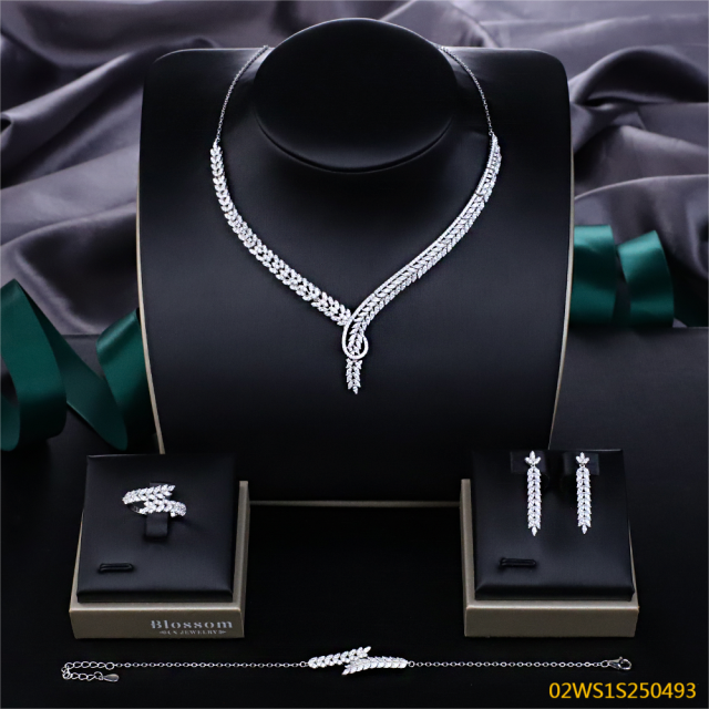 Modern 925 silver wedding jewelry set