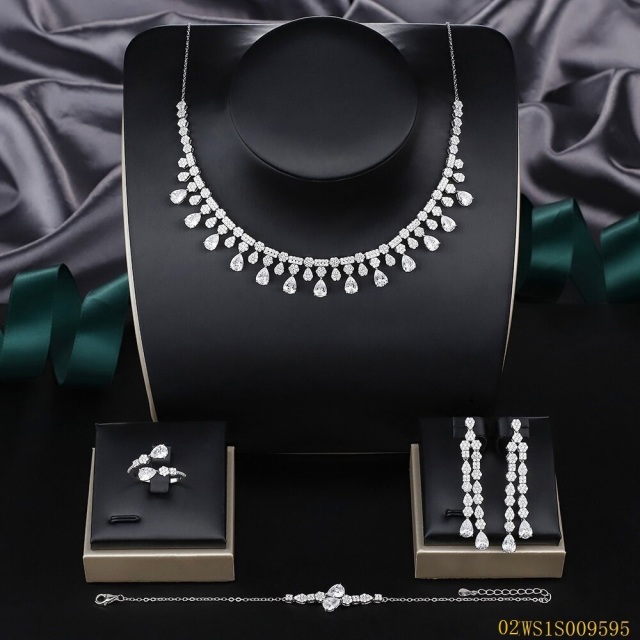 Modern 925 silver wedding jewelry set