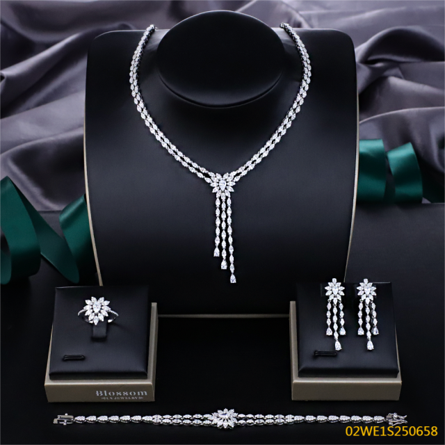 Modern 925 silver wedding jewelry set