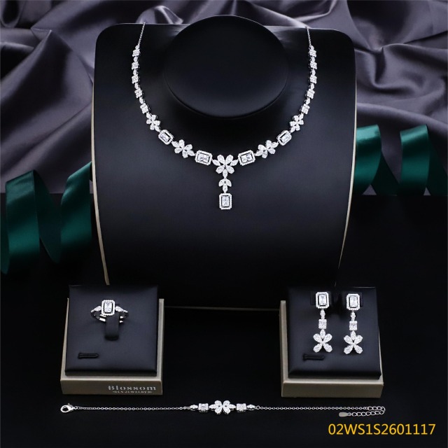 Modern 925 silver wedding jewelry set