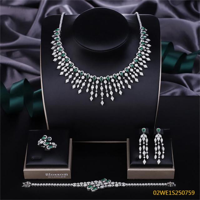 Modern 925 silver wedding jewelry set