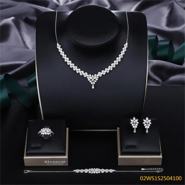 Modern 925 silver wedding jewelry set