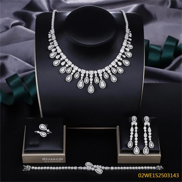 Modern 925 silver wedding jewelry set