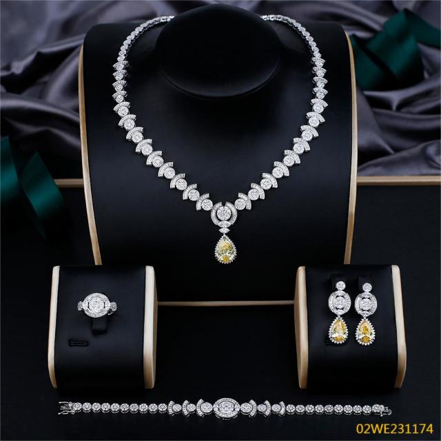 Modern 925 silver wedding jewelry set