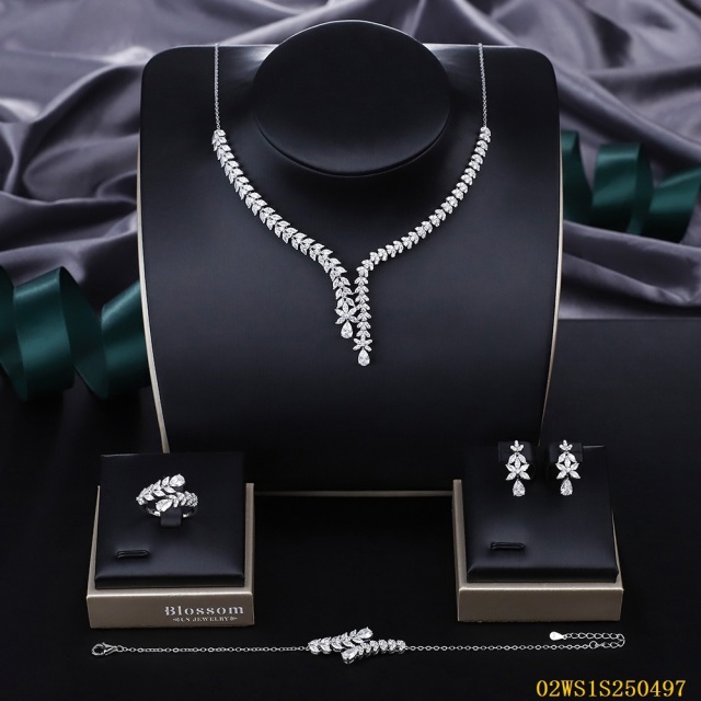 Modern 925 silver wedding jewelry set