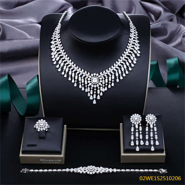 Modern 925 silver wedding jewelry set