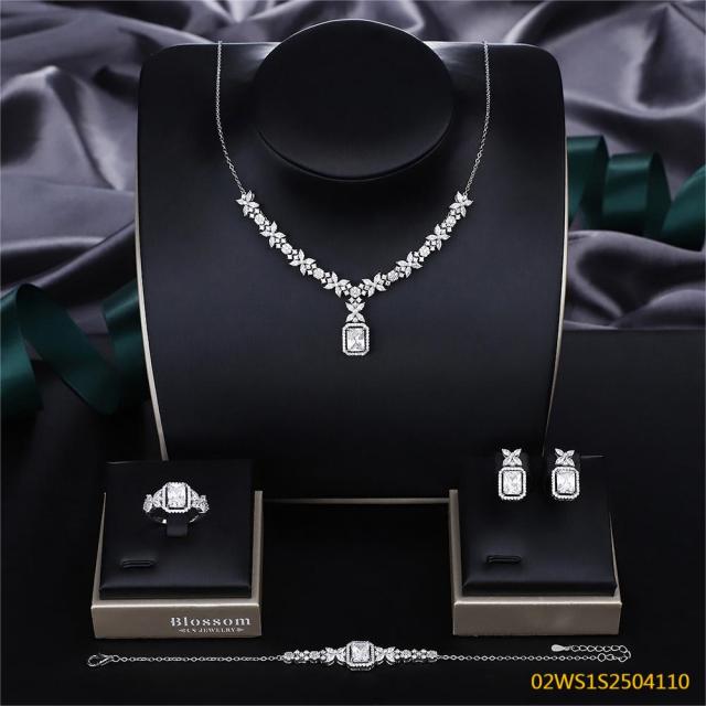 Modern 925 silver wedding jewelry set
