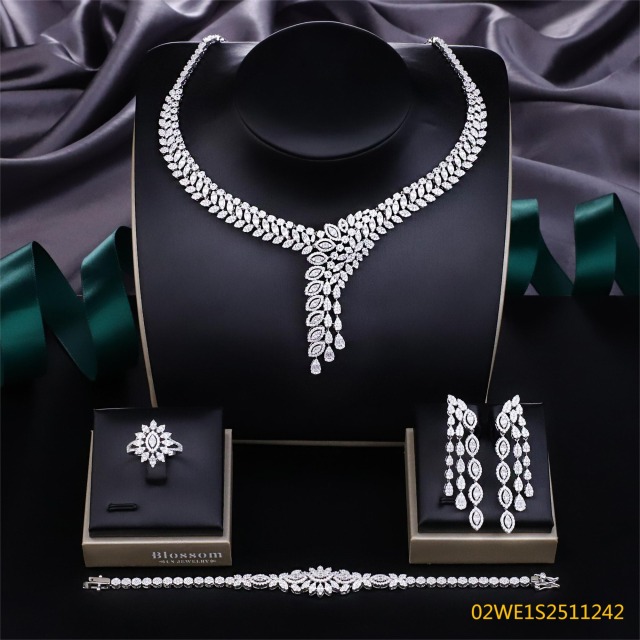 Modern 925 silver wedding jewelry set