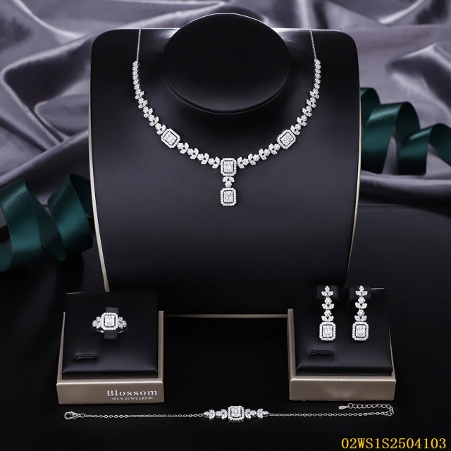 Modern 925 silver wedding jewelry set