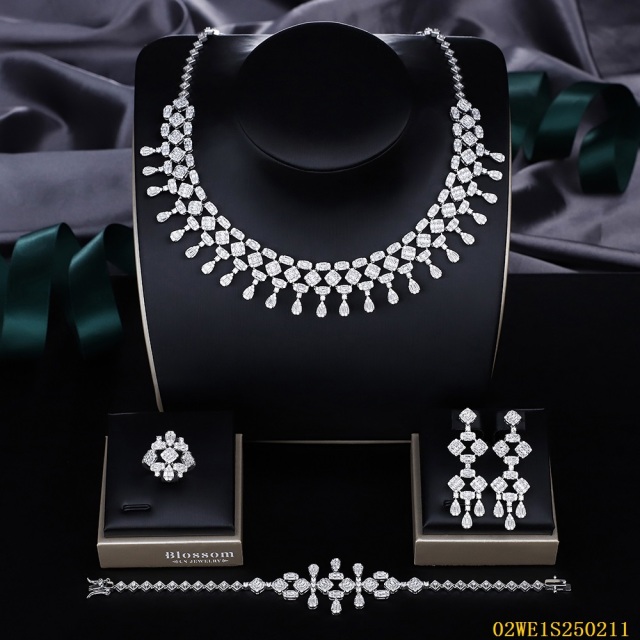 Modern 925 silver wedding jewelry set