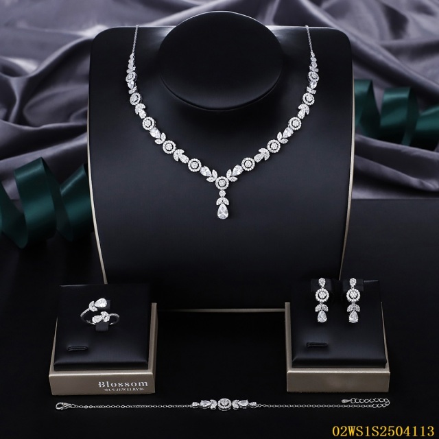 Modern 925 silver wedding jewelry set