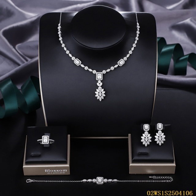 Modern 925 silver wedding jewelry set