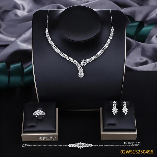 Modern 925 silver wedding jewelry set