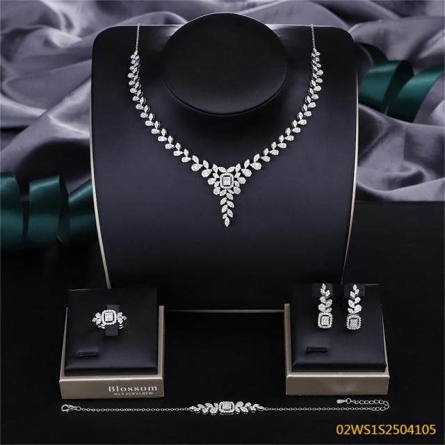 Modern 925 silver wedding jewelry set