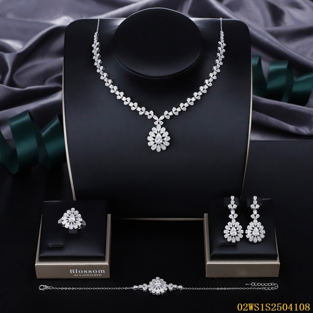 Modern 925 silver wedding jewelry set