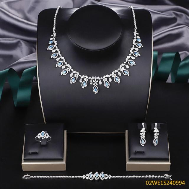 Modern 925 silver wedding jewelry set