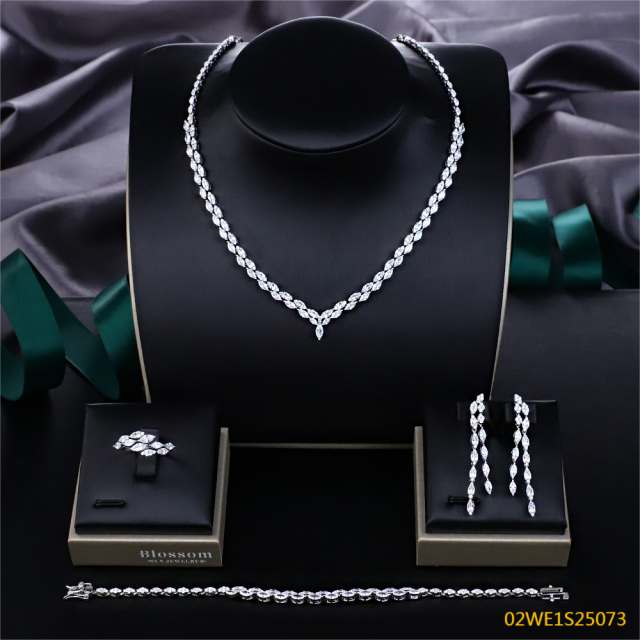 Modern 925 silver wedding jewelry set
