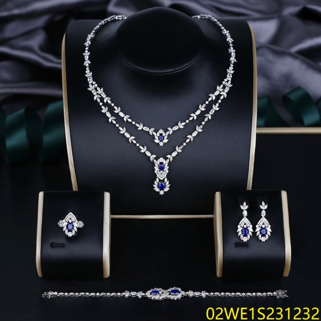طقم مجوهرات زفاف عصري من الزركون