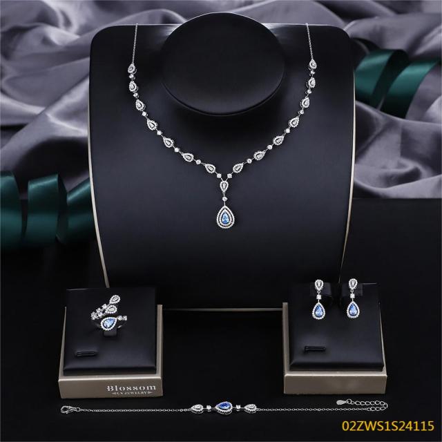 Modern 925 silver wedding jewelry set