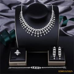 طقم مجوهرات زفاف عصري من الزركون