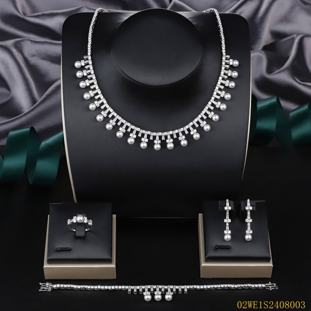 Modern 925 silver wedding jewelry set