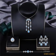 Modern 925 silver wedding jewelry set