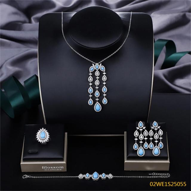 Modern 925 silver wedding jewelry set
