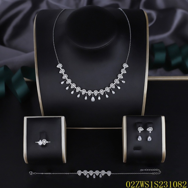 Modern 925 silver wedding jewelry set