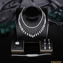 Modern 925 silver wedding jewelry set