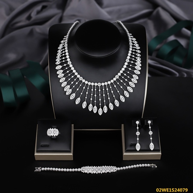 Modern 925 silver wedding jewelry set