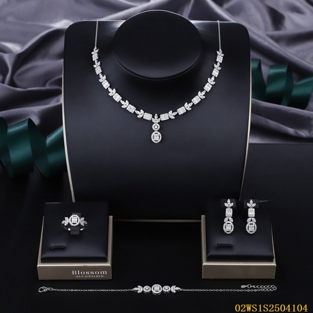 Modern 925 silver wedding jewelry set