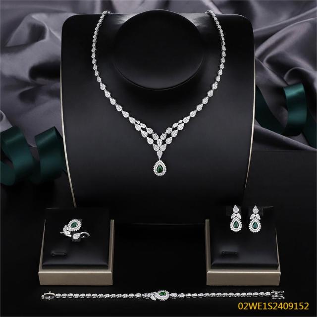 طقم مجوهرات زفاف عصري من الزركون