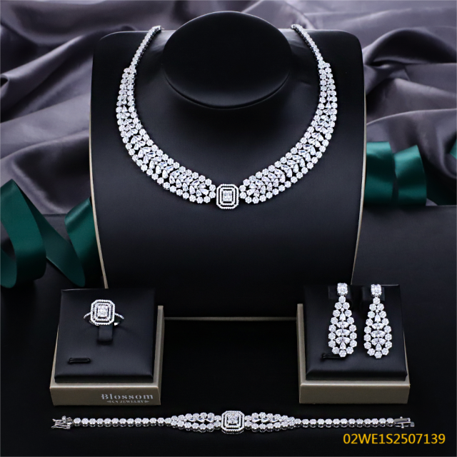 Modern 925 silver wedding jewelry set