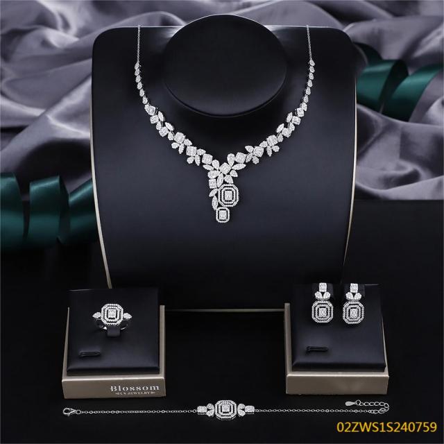 Modern 925 silver wedding jewelry set