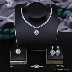 طقم مجوهرات زفاف عصري من الزركون