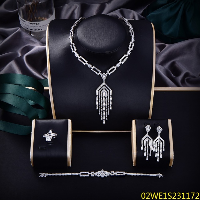 Modern 925 silver wedding jewelry set