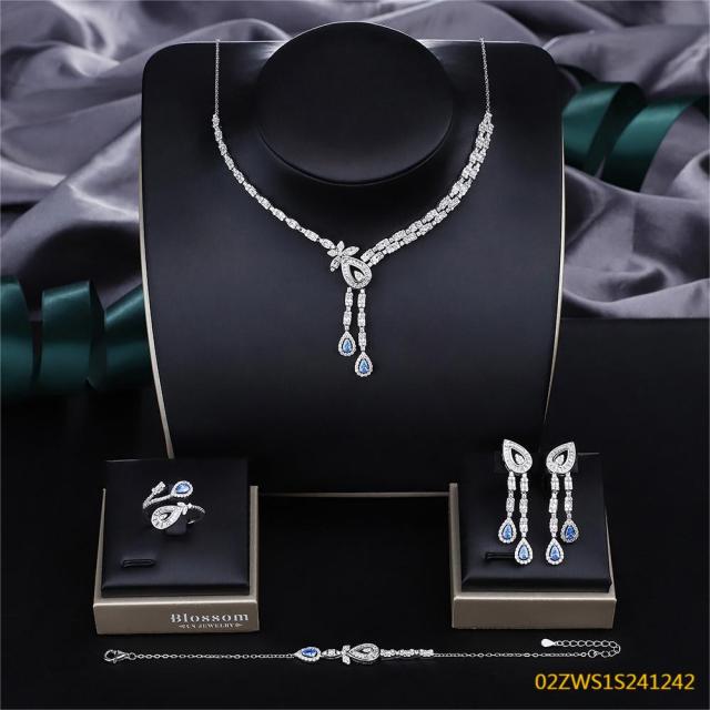 Modern 925 silver wedding jewelry set