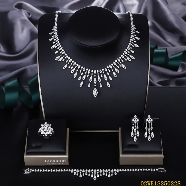 Modern 925 silver wedding jewelry set