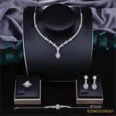 طقم مجوهرات زفاف عصري من الزركون