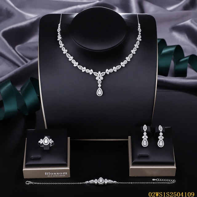 Modern 925 silver wedding jewelry set