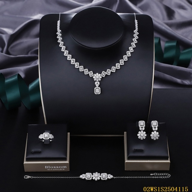 Modern 925 silver wedding jewelry set