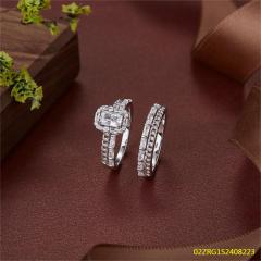 Wholesale fine 925 Silver Zircon Double Ring Set