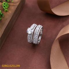 Wholesale fine 925 Silver Zircon Double Ring Set